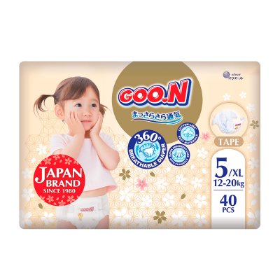 Підгузки Goo.N Premium Soft для дітей (розмір 5(XL), 12-20 кг, 40 шт.) (F1010101-150) купить в магазине “Пустун”