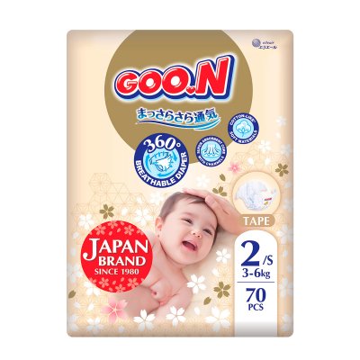 Підгузки Goo.N Premium Soft для дітей (розмір 2(S), 3-6 кг, 70 шт) (F1010101-153) купить в магазине “Пустун”