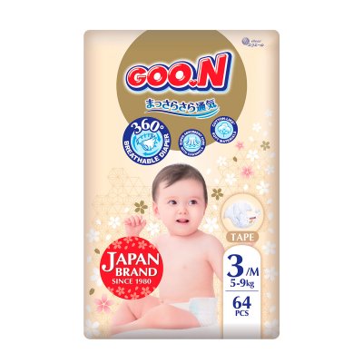 Підгузки Goo.N Premium Soft для дітей (розмір 3(M), 5-9 кг, 64 шт) (F1010101-154) купить в магазине “Пустун”