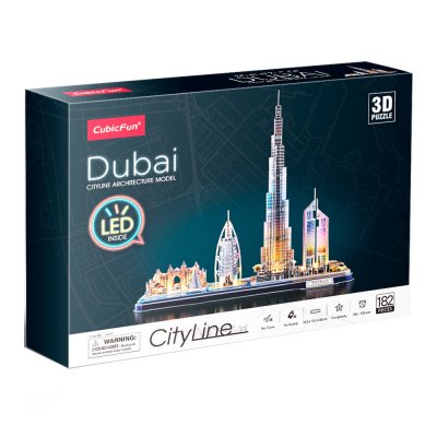 Тривимірна головоломка-конструктор CubicFun City Line з LED підсвіткою Дубай (L523h) купить в магазине “Пустун”