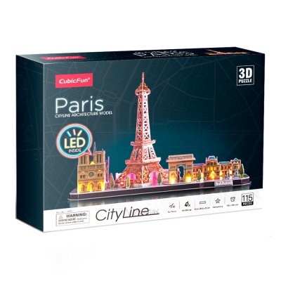 Тривимірна головоломка-конструктор CubicFun City Line з LED підсвіткою Париж (L525h) купить в магазине “Пустун”
