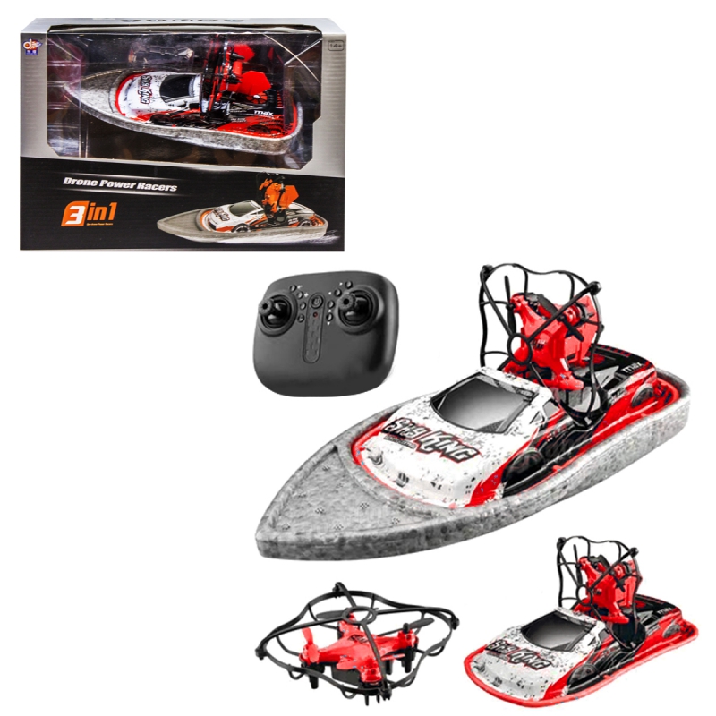 Игрушка на радиоуправлении 3 в 1 "Катер-Машинка-Квадрокоптер" (красная) купить в магазине “Пустун”