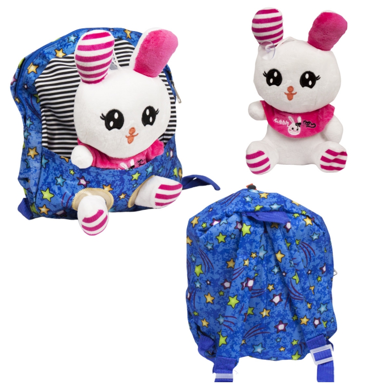 Рюкзачок с мягкой игрушкой "Зайка" (синий) купить в магазине “Пустун”