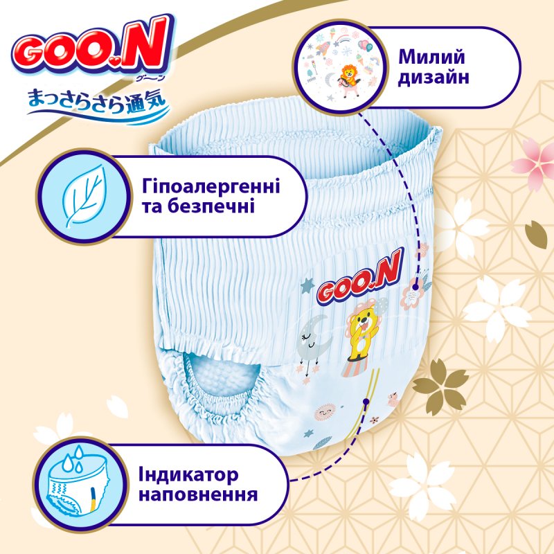 Трусики-підгузки Goo.N Premium Soft (розмір 5(XL), 12-17 кг, 36 шт) (F1010101-158) купити в магазині “Пустун” Фото 5