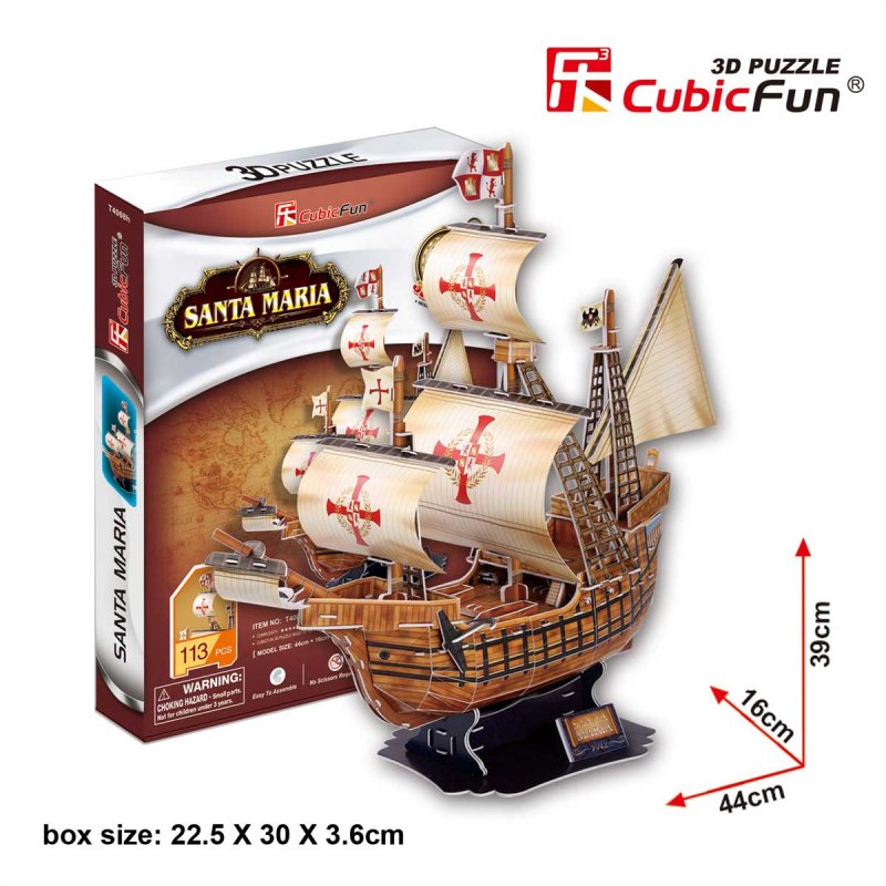Трехмерная головоломка-конструктор Cubic Fun "КОРАБЛЬ САНТА МАРИЯ" (T4008h) купить в магазине “Пустун” Фото 2