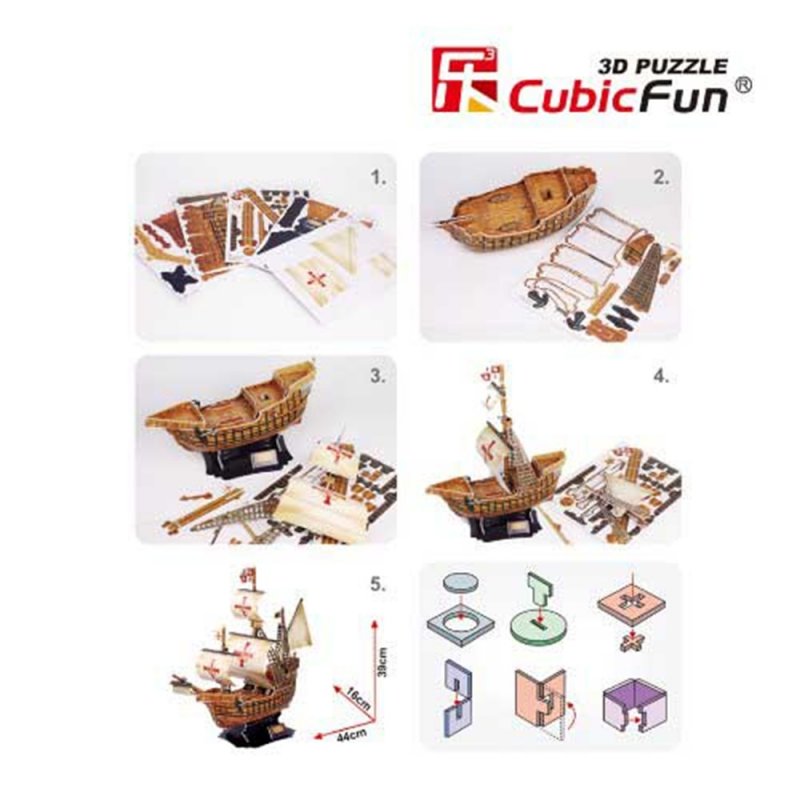 Трехмерная головоломка-конструктор Cubic Fun "КОРАБЛЬ САНТА МАРИЯ" (T4008h) купить в магазине “Пустун” Фото 5